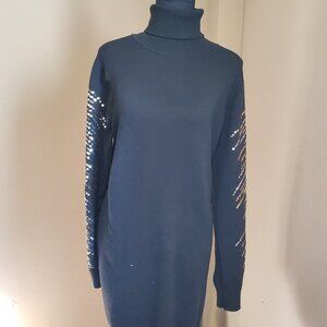 Black dress with gold and silver sequin detail on arms